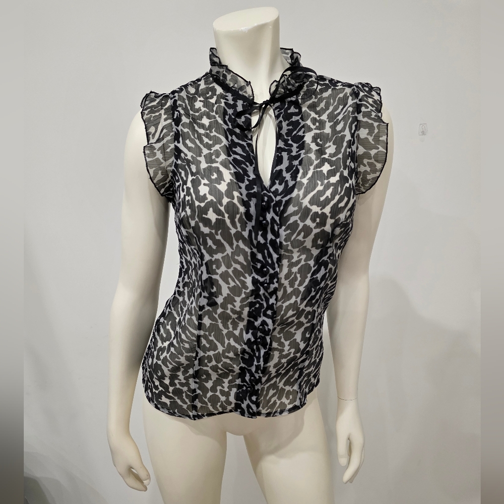 Atmosphere Leopard animal print sheer blouse US 4